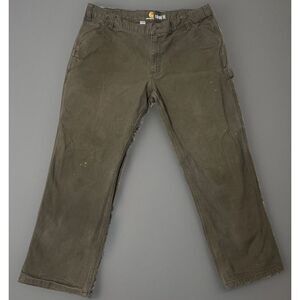 Carhartt Men's Relaxed Fit Brown Carpenter Cargo Distressed Work Pants 40x30